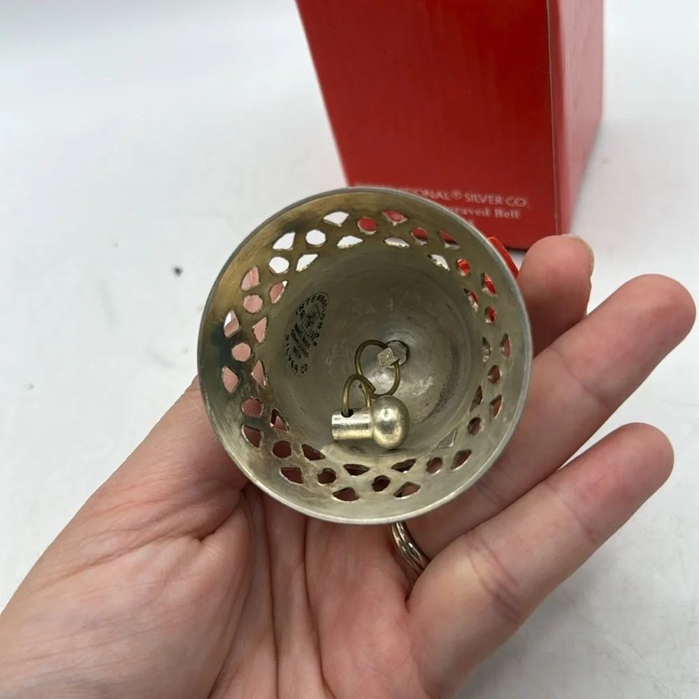 Vintage International Silver Co Silverplated Engraved Christmas 1994 Bell Decor